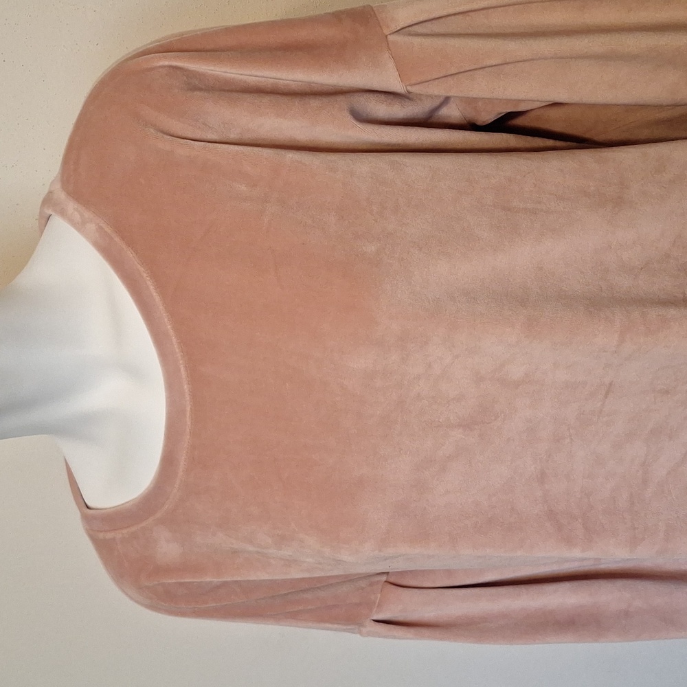 Velvet Sweatshirt XXL Soft Pink Cozy Pullover Long Sleeve Oversized Womens Top - Picture 4 of 9